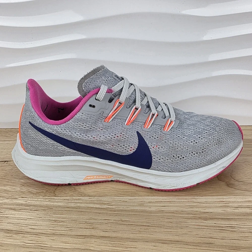 Nike Air Zoom Pegasus 36 Womens 6.5 Wolf Grey Purple Running Shoes CK4473-001